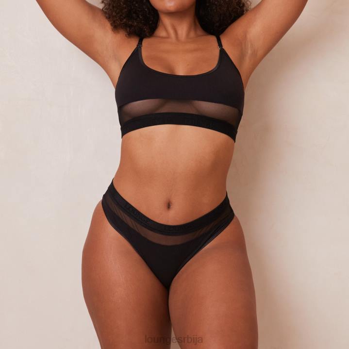 мрежасти грудњак и танге/гаћице сет Жене Lounge Доњи веш JPFL183 црн