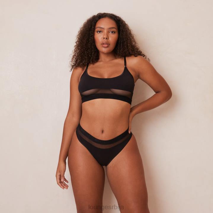 мрежасти грудњак и танге/гаћице сет Жене Lounge Доњи веш JPFL183 црн