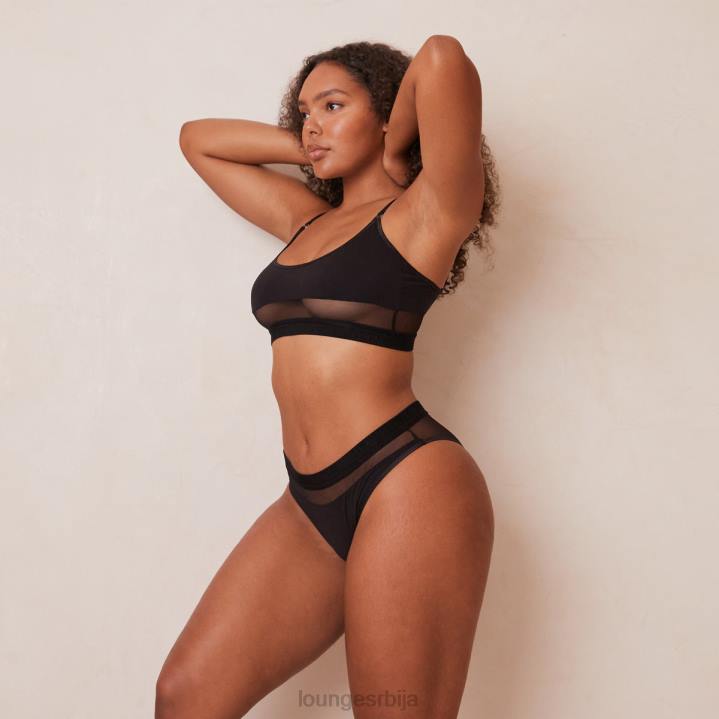 мрежасти грудњак и танге/гаћице сет Жене Lounge Доњи веш JPFL183 црн