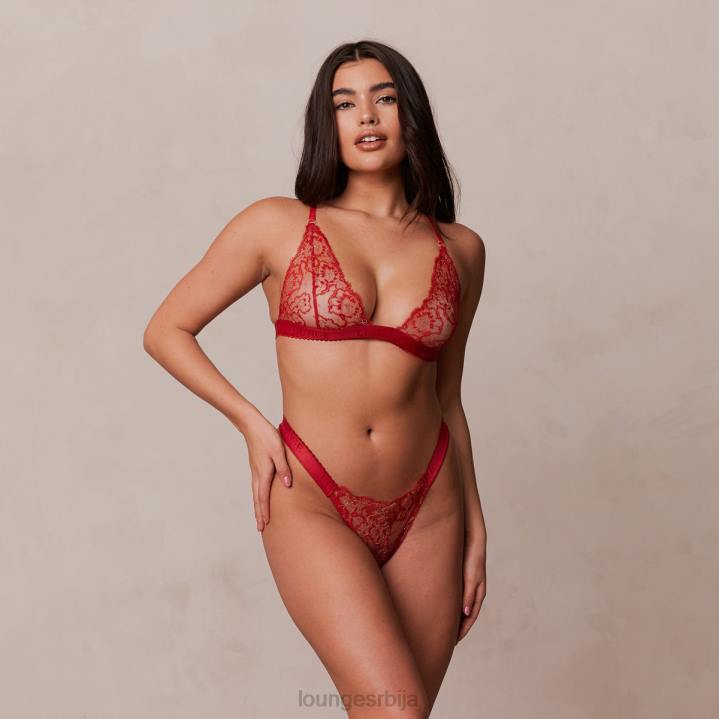 грудњак са везеним троуглом и танги комплет Жене Lounge Доњи веш JPFL187 мароон