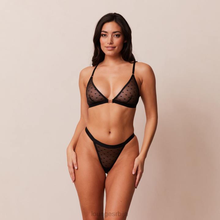 сет грудњака и танги/гаћица са мрежастим троуглом љубавног срца Жене Lounge Доњи веш JPFL192 црн