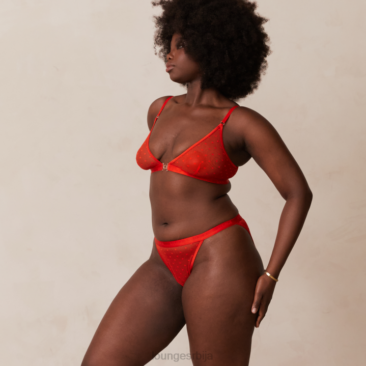 сет грудњака и танги/гаћица са мрежастим троуглом љубавног срца Жене Lounge Доњи веш JPFL200 црвена