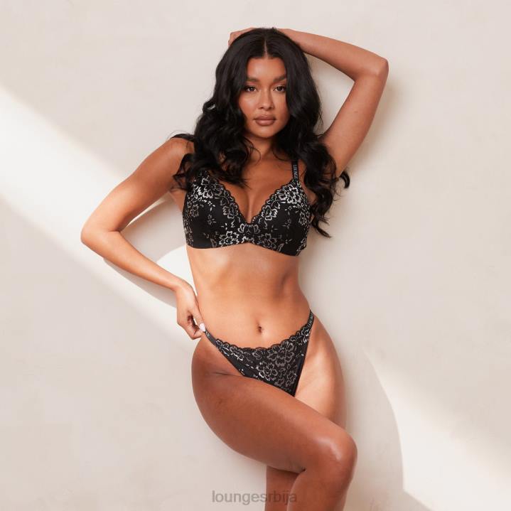 чипкани магични грудњак и танги сет Жене Lounge Доњи веш JPFL201 црн