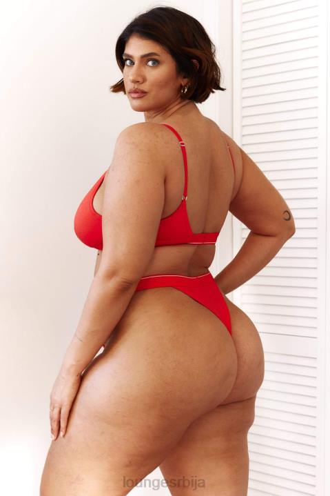 Комплет грудњака и тангица/гаћица од бамбуса минималног троугла Жене Lounge Доњи веш JPFL211 црвена