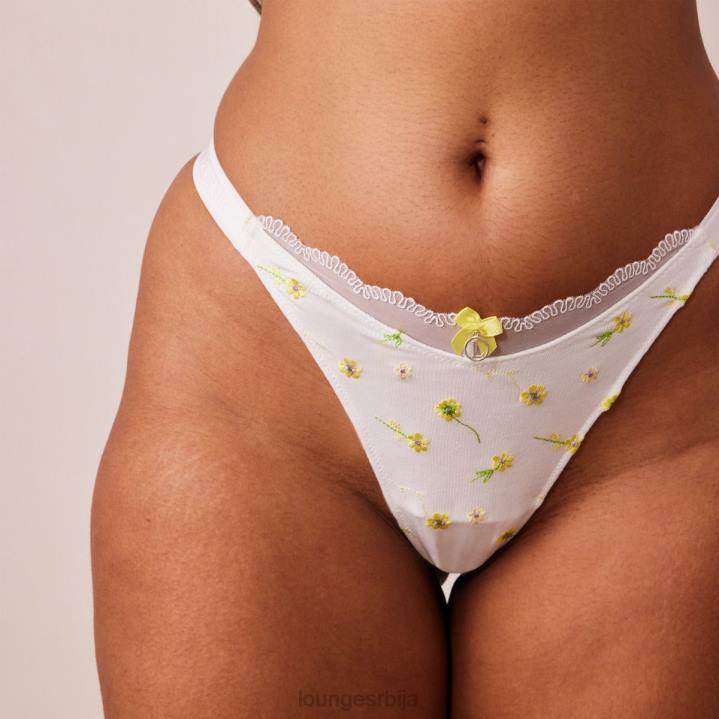 ребрасти грудњак и гаћице са цветним троуглом Жене Lounge Доњи веш JPFL223 бео
