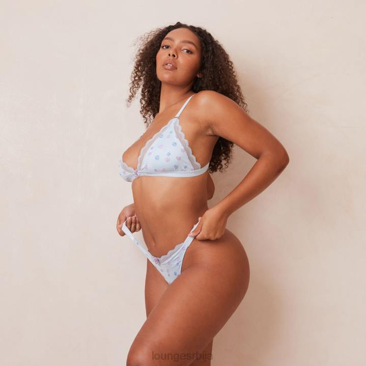 ребрасти грудњак и гаћице са цветним троуглом Жене Lounge Доњи веш JPFL224 Плави