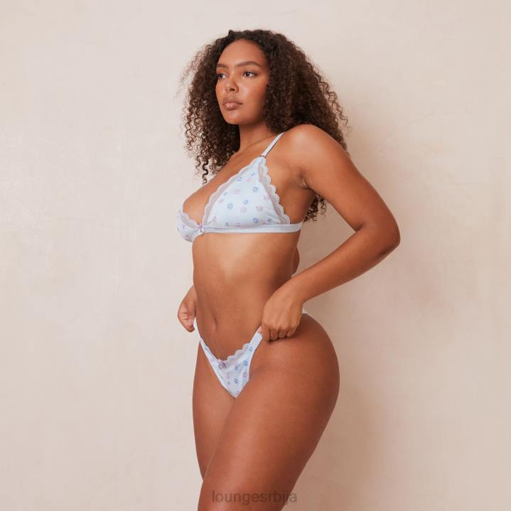 ребрасти грудњак и гаћице са цветним троуглом Жене Lounge Доњи веш JPFL224 Плави
