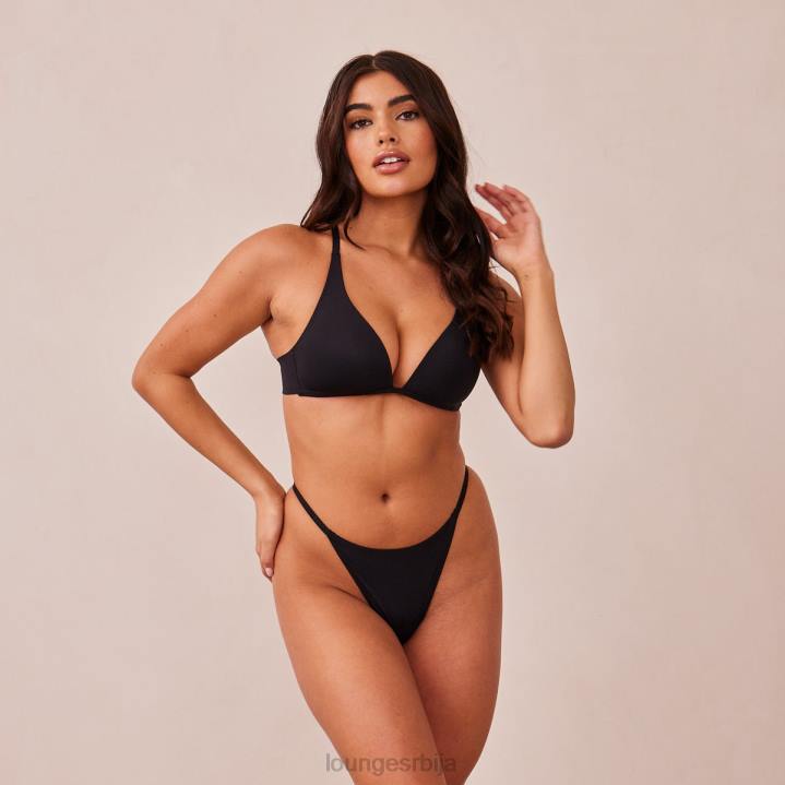 лагани грудњак са кратким мајицама и танге/гаћице сет Жене Lounge Доњи веш JPFL226 црн