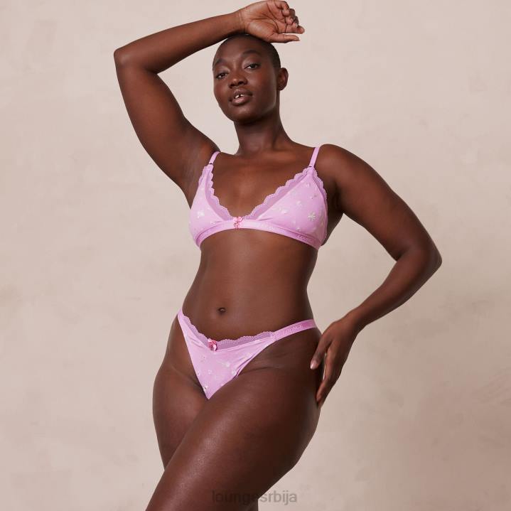 ребрасти грудњак и гаћице са цветним троуглом Жене Lounge Доњи веш JPFL227 лаванда розе