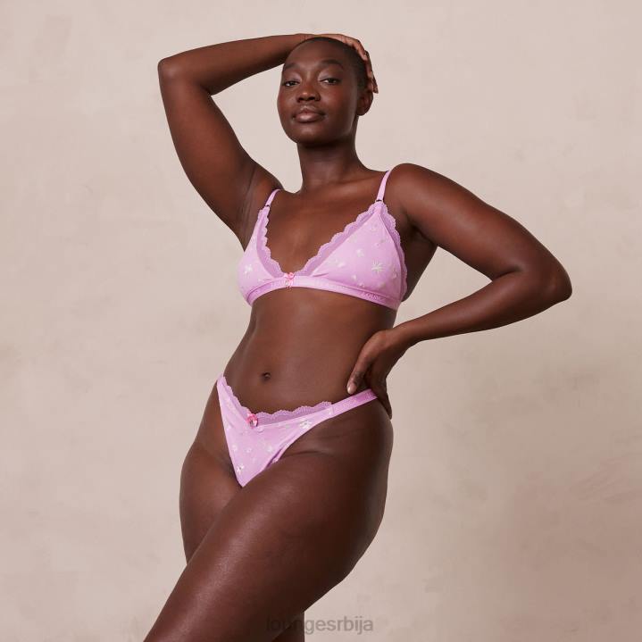 ребрасти грудњак и гаћице са цветним троуглом Жене Lounge Доњи веш JPFL227 лаванда розе