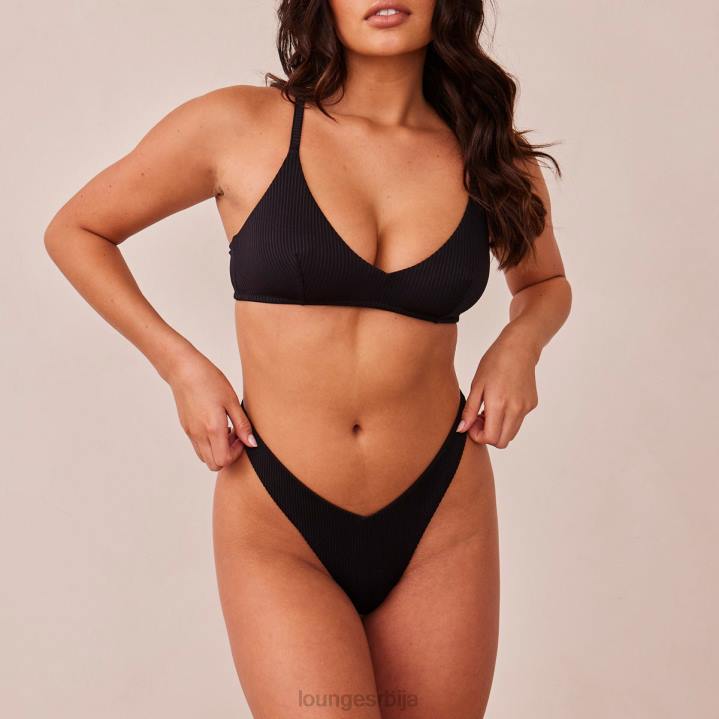 ребрасти троугласти грудњак и танге/гаћице комплет Жене Lounge Доњи веш JPFL233 црн