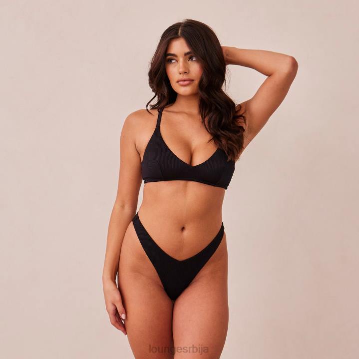 ребрасти троугласти грудњак и танге/гаћице комплет Жене Lounge Доњи веш JPFL233 црн