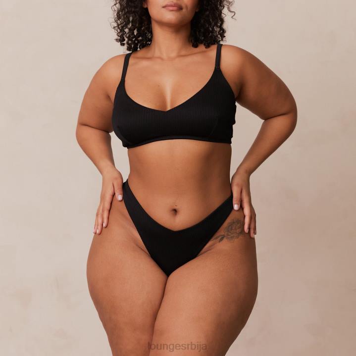 ребрасти троугласти грудњак и танге/гаћице комплет Жене Lounge Доњи веш JPFL233 црн