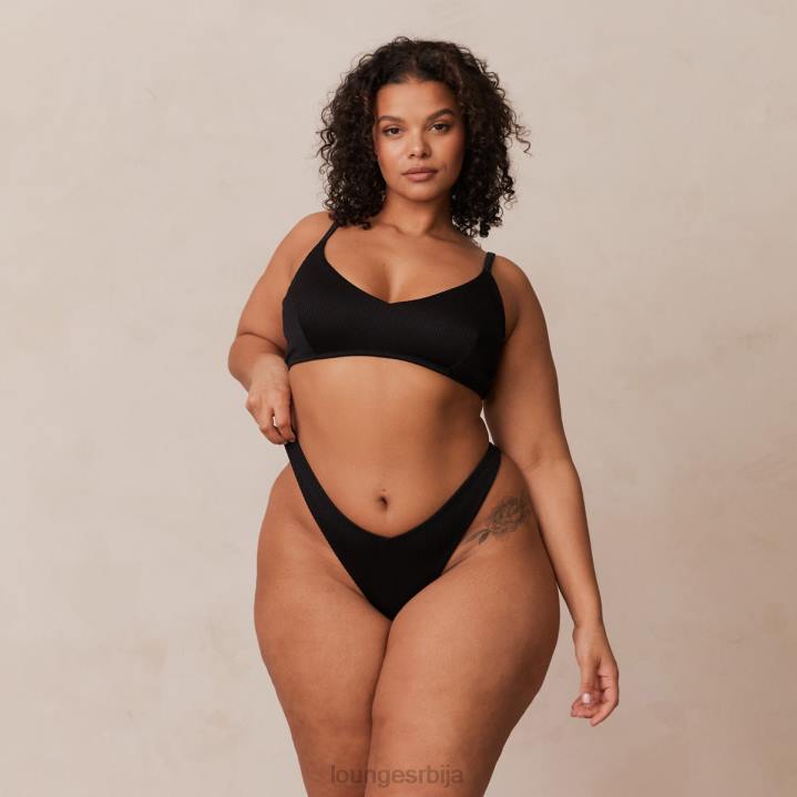 ребрасти троугласти грудњак и танге/гаћице комплет Жене Lounge Доњи веш JPFL233 црн