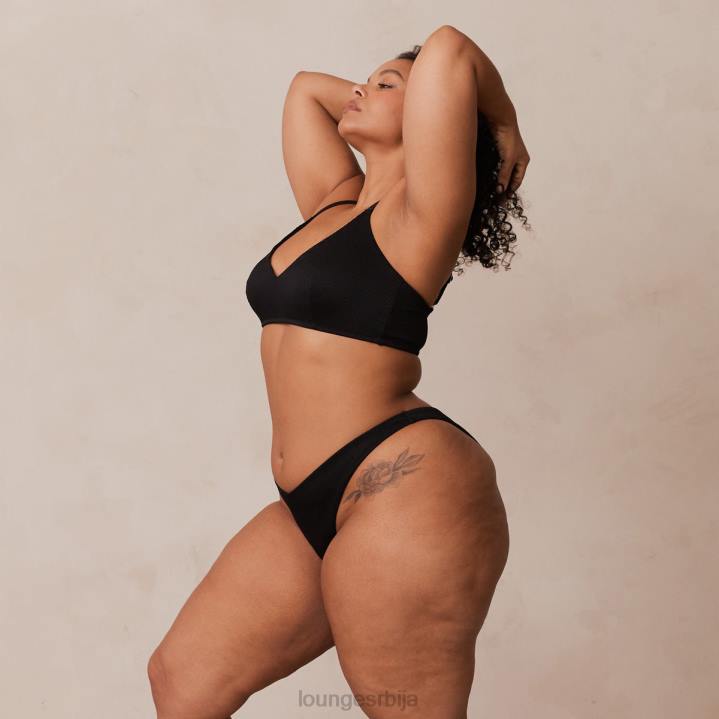 ребрасти троугласти грудњак и танге/гаћице комплет Жене Lounge Доњи веш JPFL233 црн