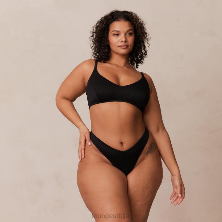 ребрасти троугласти грудњак и танге/гаћице комплет Жене Lounge Доњи веш JPFL233 црн