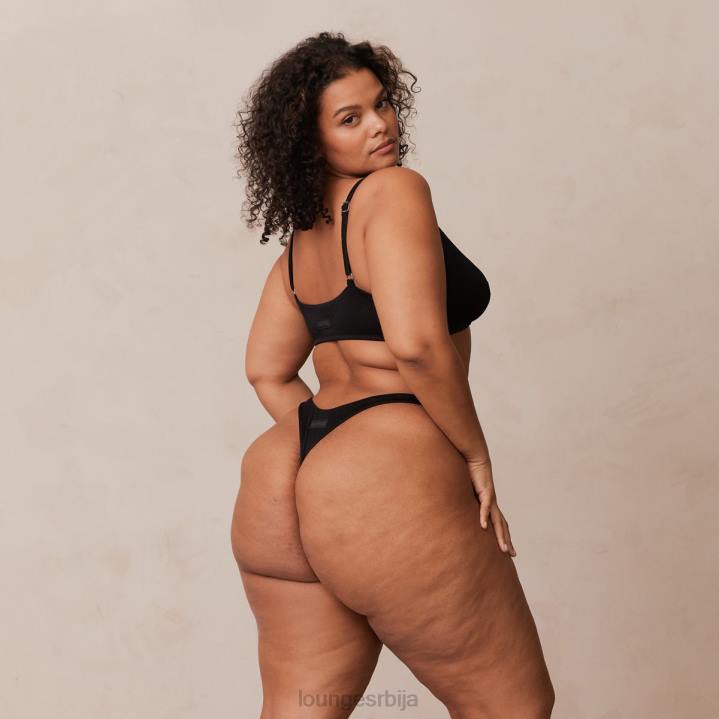 ребрасти троугласти грудњак и танге/гаћице комплет Жене Lounge Доњи веш JPFL233 црн