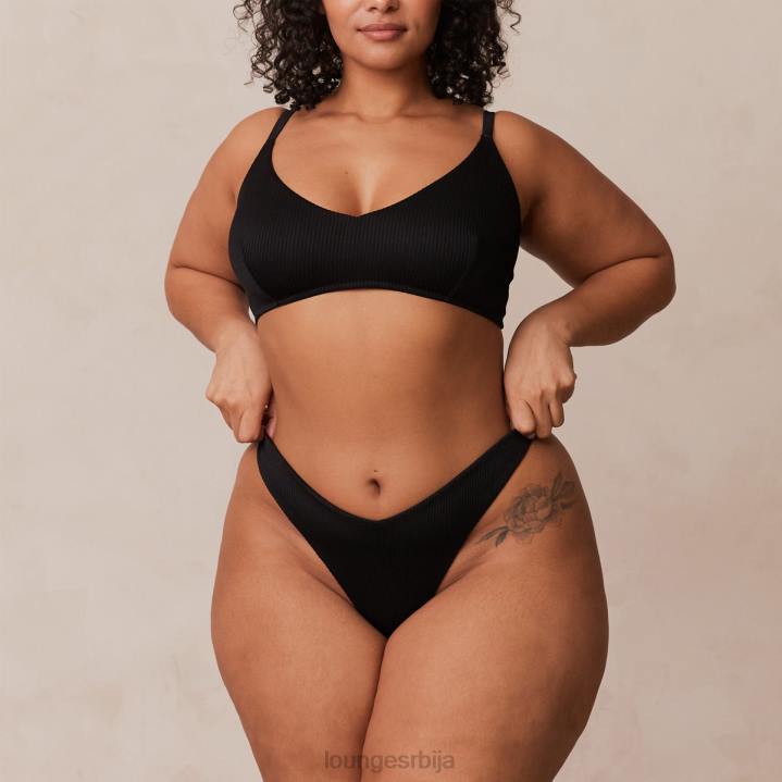ребрасти троугласти грудњак и танге/гаћице комплет Жене Lounge Доњи веш JPFL233 црн