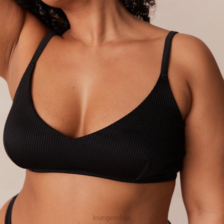ребрасти троугласти грудњак и танге/гаћице комплет Жене Lounge Доњи веш JPFL233 црн