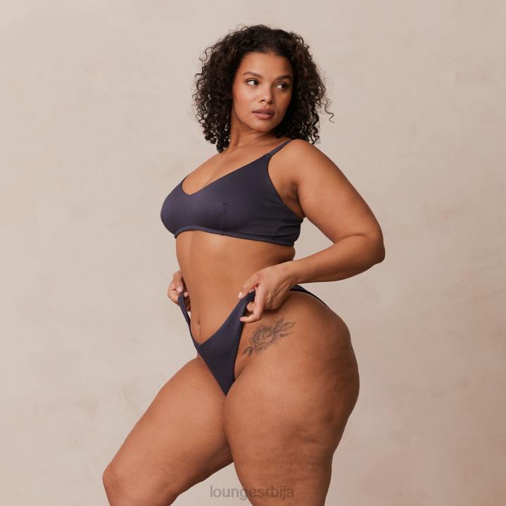ребрасти троугласти грудњак и танге/гаћице комплет Жене Lounge Доњи веш JPFL235 угљен плава