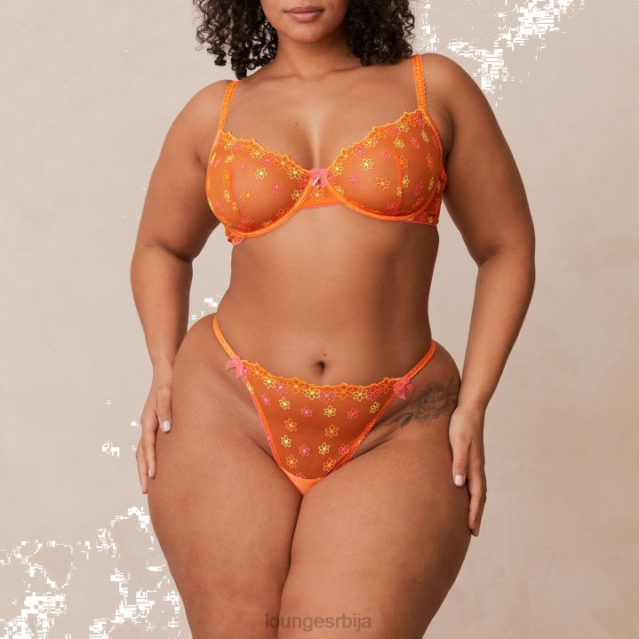 неонски балконски грудњак и г-стринг сет Жене Lounge Доњи веш JPFL106 наранџаста