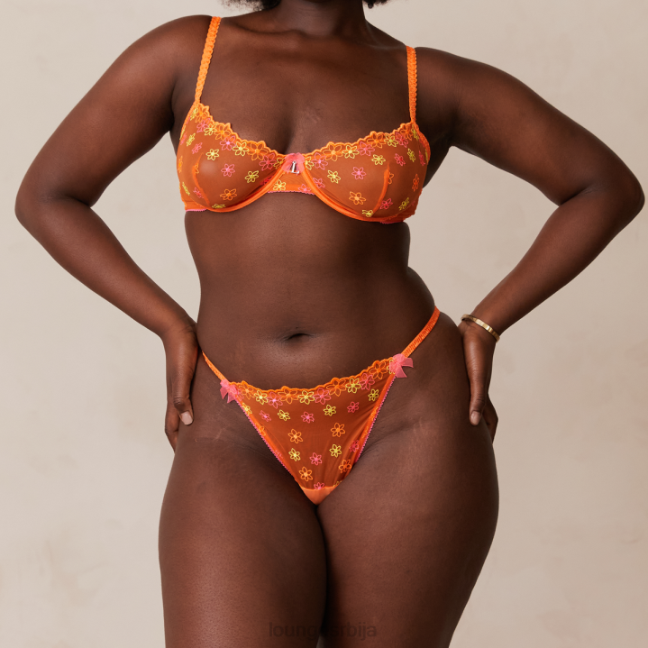 неонски балконски грудњак и г-стринг сет Жене Lounge Доњи веш JPFL106 наранџаста