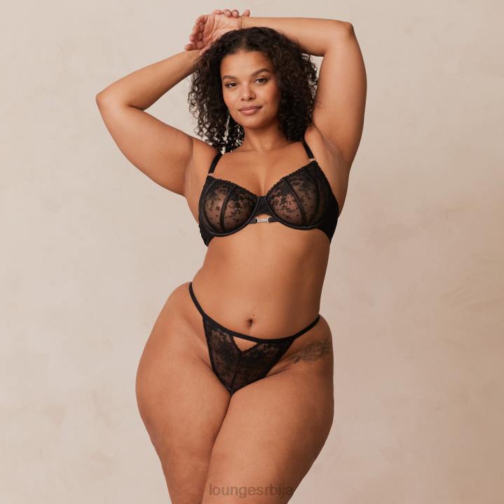 Флирт балкон грудњак и г-стринг/гаћице сет Жене Lounge Доњи веш JPFL108 црн