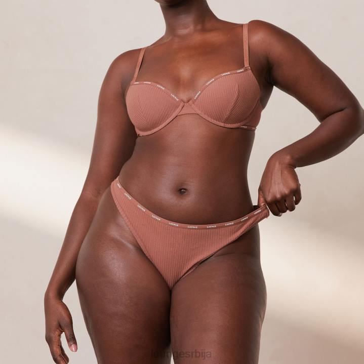 тако мека ребраста мајица грудњака и танги Жене Lounge Доњи веш JPFL10 моцха