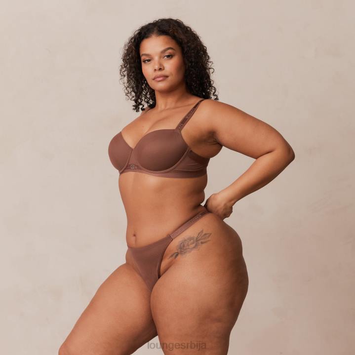глатка мрежаста мајица грудњак и танге/гаћице сет Жене Lounge Доњи веш JPFL122 кестен