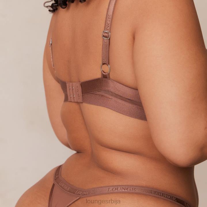 глатка мрежаста мајица грудњак и танге/гаћице сет Жене Lounge Доњи веш JPFL122 кестен