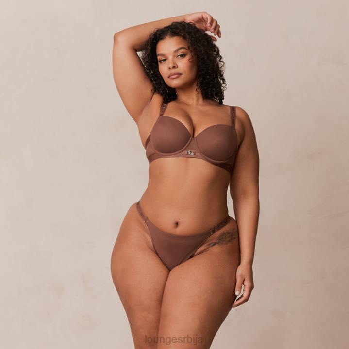 глатка мрежаста мајица грудњак и танге/гаћице сет Жене Lounge Доњи веш JPFL122 кестен
