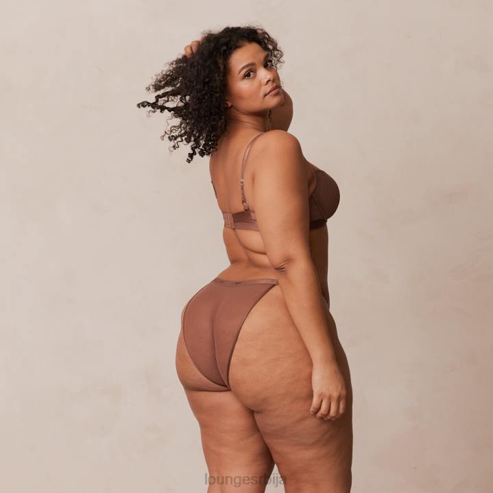 глатка мрежаста мајица грудњак и танге/гаћице сет Жене Lounge Доњи веш JPFL122 кестен