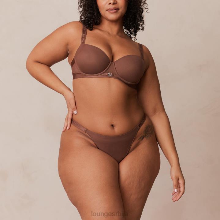 глатка мрежаста мајица грудњак и танге/гаћице сет Жене Lounge Доњи веш JPFL122 кестен