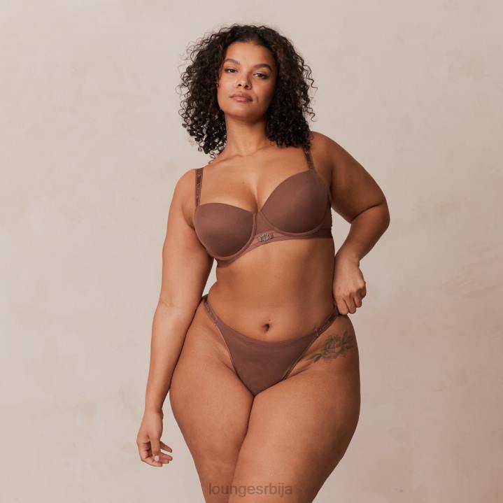глатка мрежаста мајица грудњак и танге/гаћице сет Жене Lounge Доњи веш JPFL122 кестен