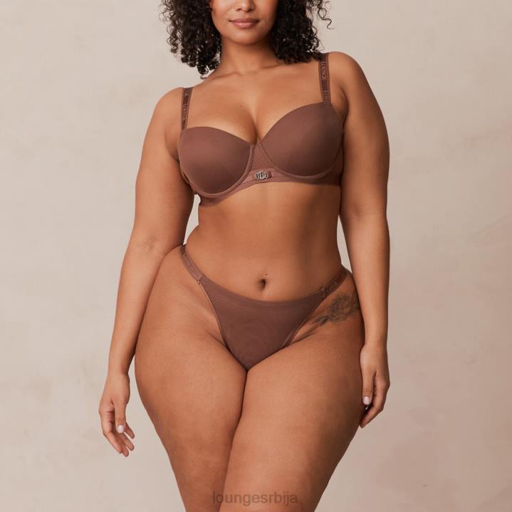 глатка мрежаста мајица грудњак и танге/гаћице сет Жене Lounge Доњи веш JPFL122 кестен