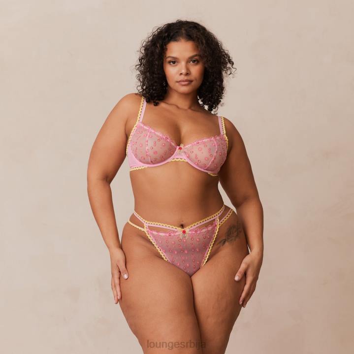 сет балконских грудњака и тангица/гаћица са везеном тратинчицом Жене Lounge Доњи веш JPFL123 розе
