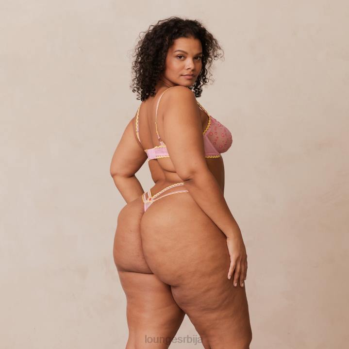 сет балконских грудњака и тангица/гаћица са везеном тратинчицом Жене Lounge Доњи веш JPFL123 розе