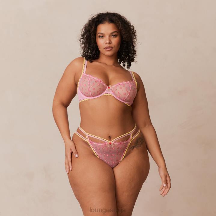 сет балконских грудњака и тангица/гаћица са везеном тратинчицом Жене Lounge Доњи веш JPFL123 розе