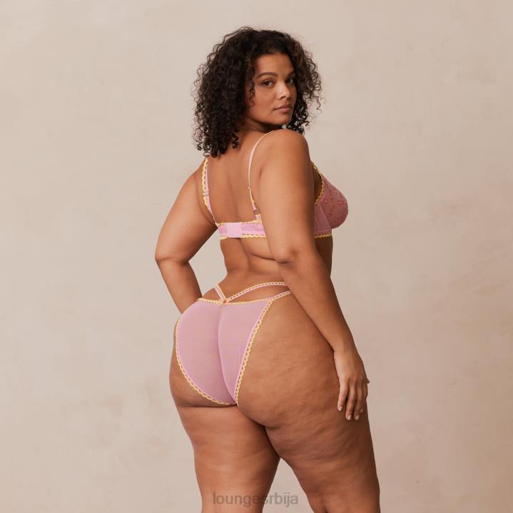 сет балконских грудњака и тангица/гаћица са везеном тратинчицом Жене Lounge Доњи веш JPFL123 розе