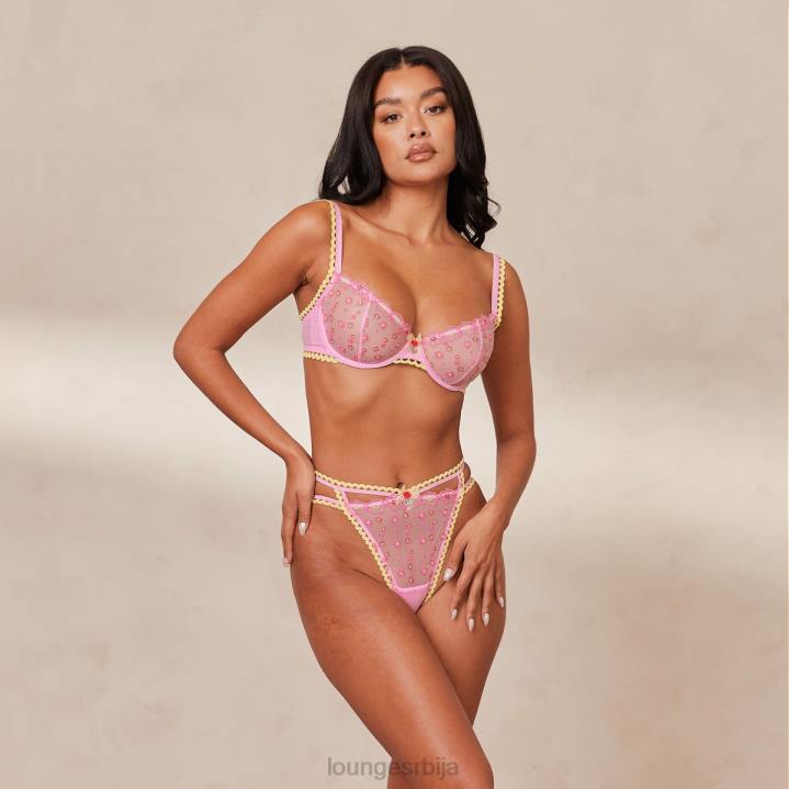 сет балконских грудњака и тангица/гаћица са везеном тратинчицом Жене Lounge Доњи веш JPFL123 розе