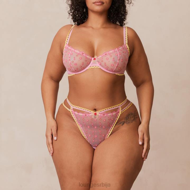 сет балконских грудњака и тангица/гаћица са везеном тратинчицом Жене Lounge Доњи веш JPFL123 розе
