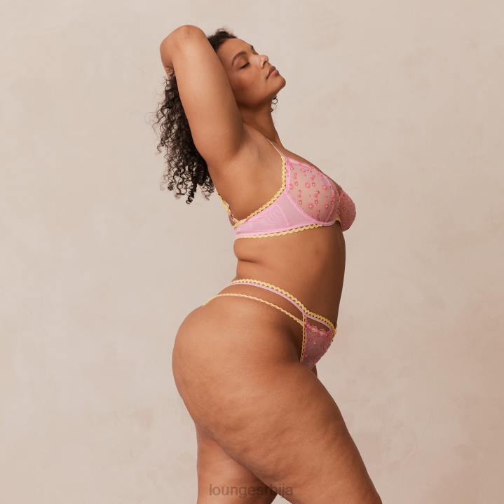 сет балконских грудњака и тангица/гаћица са везеном тратинчицом Жене Lounge Доњи веш JPFL123 розе