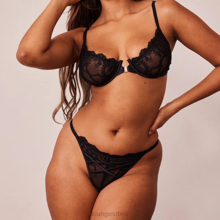 завести балконски грудњак са предњим закопчавањем и танге/гаћице Жене Lounge Доњи веш JPFL126 црн