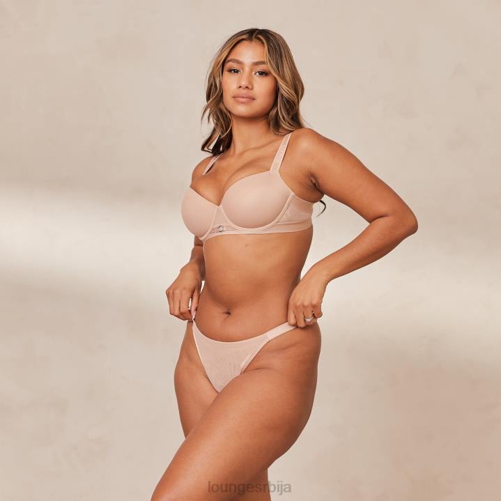глатка мрежаста мајица грудњак и танге/гаћице сет Жене Lounge Доњи веш JPFL127 таупе