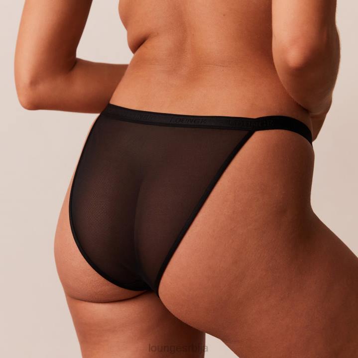 глатка мрежаста мајица грудњак и танге/гаћице сет Жене Lounge Доњи веш JPFL128 црн