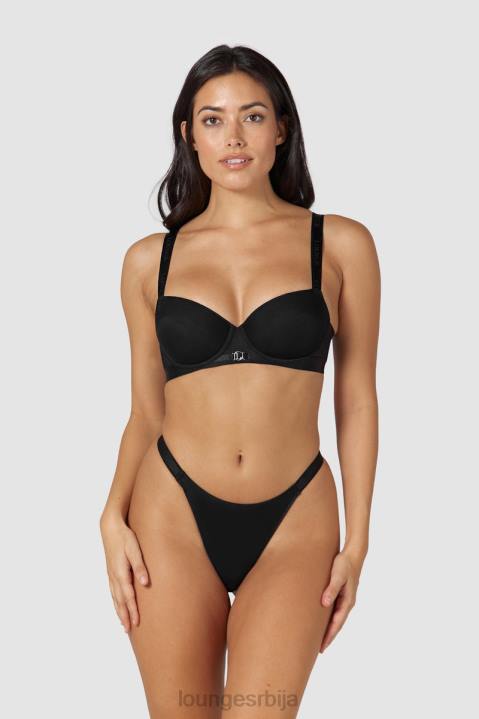 глатка мрежаста мајица грудњак и танге/гаћице сет Жене Lounge Доњи веш JPFL128 црн