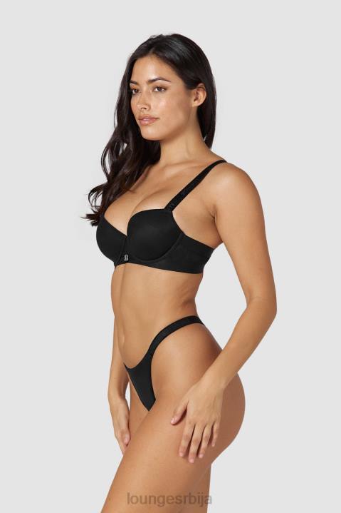 глатка мрежаста мајица грудњак и танге/гаћице сет Жене Lounge Доњи веш JPFL128 црн