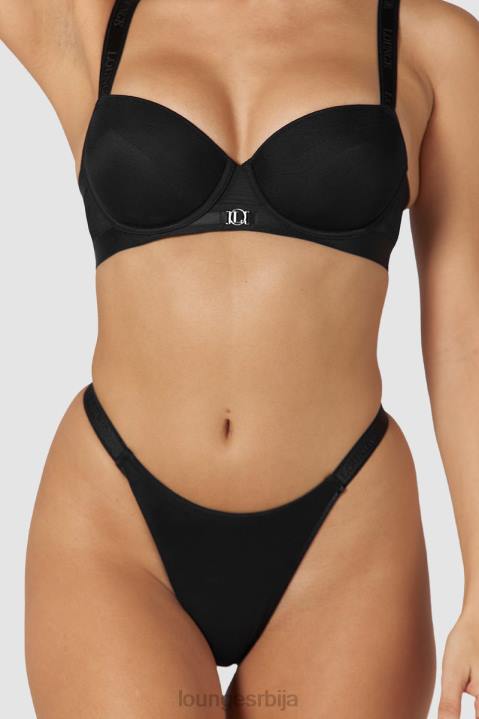 глатка мрежаста мајица грудњак и танге/гаћице сет Жене Lounge Доњи веш JPFL128 црн