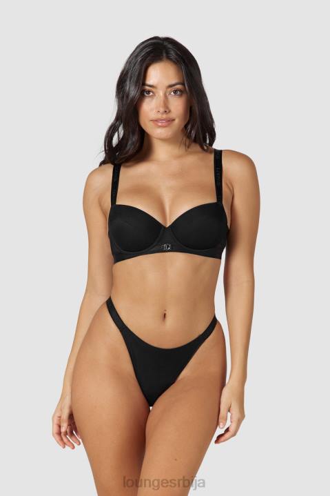 глатка мрежаста мајица грудњак и танге/гаћице сет Жене Lounge Доњи веш JPFL128 црн
