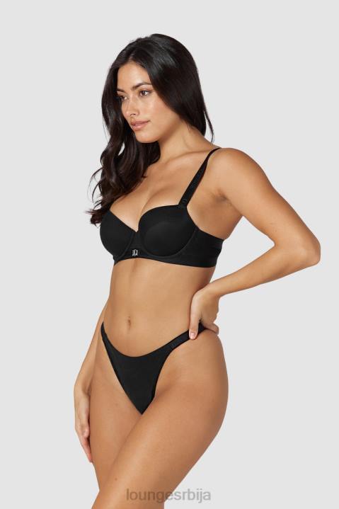 глатка мрежаста мајица грудњак и танге/гаћице сет Жене Lounge Доњи веш JPFL128 црн